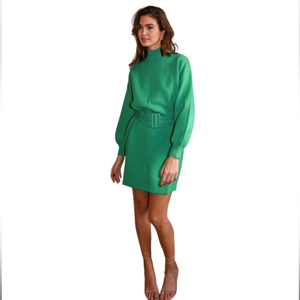 YLLW Coco Belted Mini Knit Mini Dress